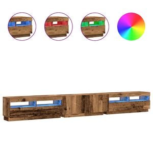 vidaXL Meuble TV avec lumi&egrave;res LED vieux bois bois d'ing&eacute;nierie