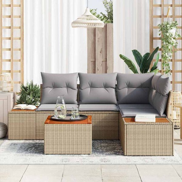 vidaXL Ensemble de canap&eacute; de jardin 4 pcs Beige et Gris clair