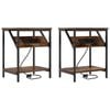 vidaXL Cabinet de chevet 2 pc Ch&ecirc;ne fum&eacute; 38 x 30 x 48 cm