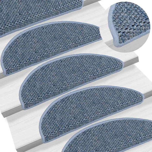 vidaXL Tapis d'escalier autocollants 15 pcs 56x17x3 cm Bleu