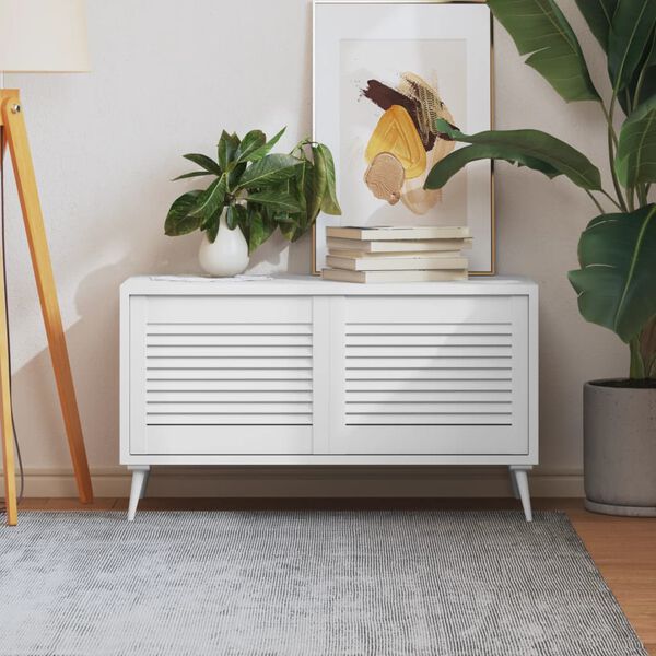 vidaXL Portes d'armoire &agrave; persiennes 2pcs blanc 39,5x49,4cm pin massif