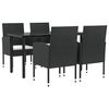 vidaXL Ensemble &agrave; manger de jardin 5 pcs noir r&eacute;sine tress&eacute;e et acier