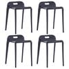 vidaXL Tabourets empilables lot de 4 noir plastique