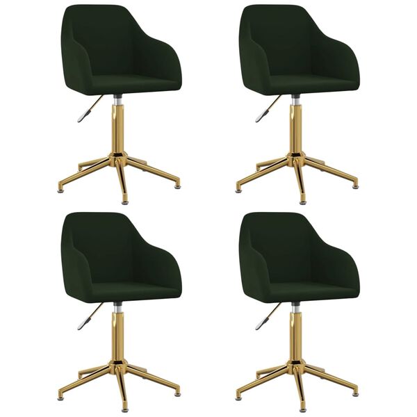 vidaXL Chaises pivotantes &agrave; manger lot de 4 vert fonc&eacute; velours