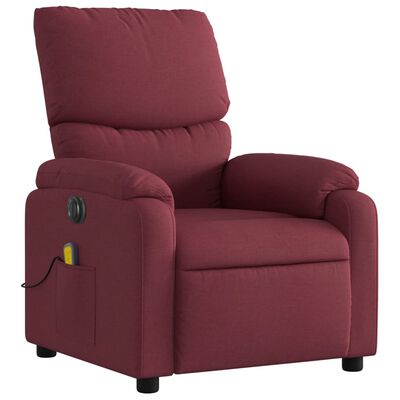 vidaXL Fauteuil de massage inclinable électrique Rouge bordeaux Tissu