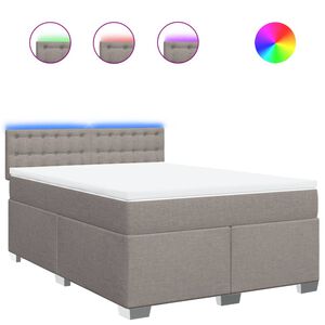 vidaXL Sommier &agrave; lattes de lit avec matelas Taupe 160x200 cm Tissu