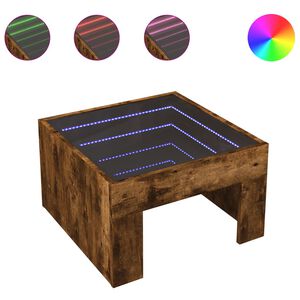 vidaXL Table basse avec LED infini ch&ecirc;ne fum&eacute; 50x50x30 cm