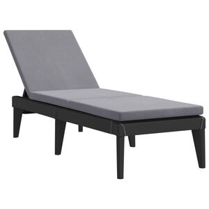 vidaXL Chaise longue avec coussin anthracite 186x60x29 cm PP
