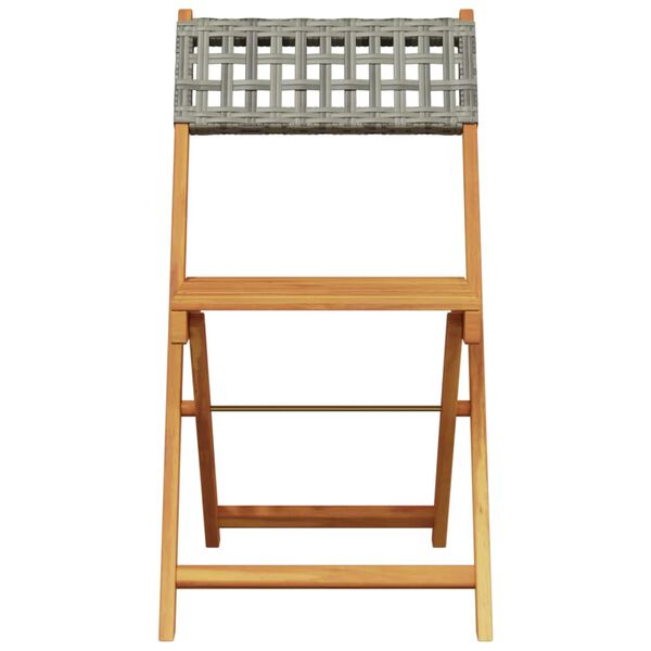 vidaXL Ensemble de bistro 3 pcs gris résine tressée et bois massif