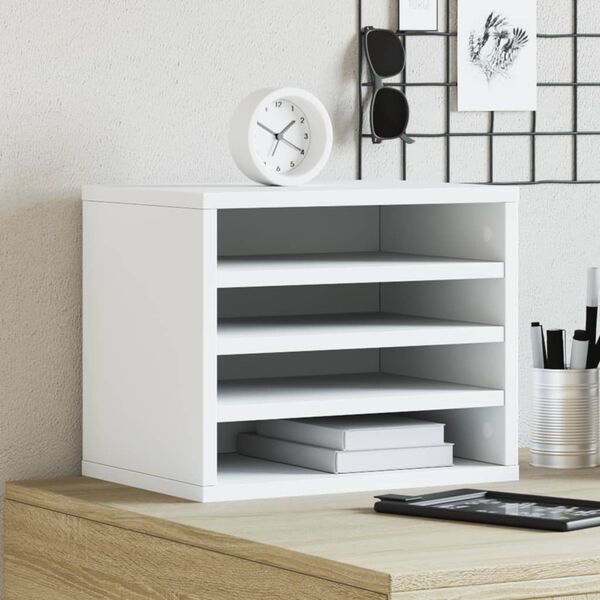 vidaXL Organisateur de bureau blanc 36x26x29,5 cm bois d'ingénierie