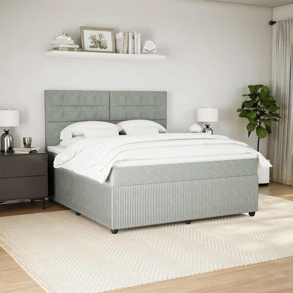 vidaXL Sommier &agrave; lattes de lit et matelas Gris clair 180x200cm Velours
