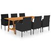 vidaXL Ensemble &agrave; manger de jardin 7 pcs Noir