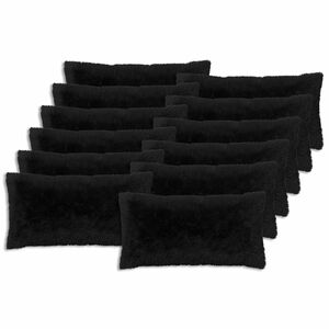 vidaXL Coussin avec oreiller HEERLEN 2 pi&egrave;ces Noir Fleece PV