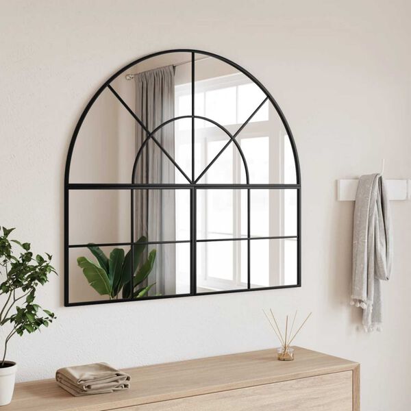 vidaXL Miroir mural noir 100x90 cm arche fer