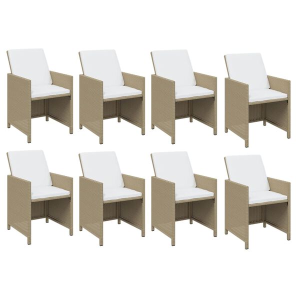 vidaXL Ensemble &agrave; manger de jardin et coussins 9 pcs Poly rotin Beige