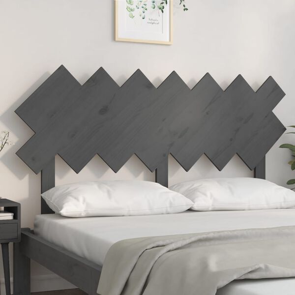 vidaXL T&ecirc;te de lit Gris 151,5x3x81 cm Bois massif de pin