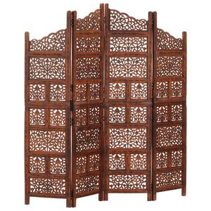 vidaXL Cloison de s&eacute;paration 4 panneaux Marron 160x165cm Bois manguier