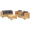 vidaXL Salon de jardin 5 pcs avec coussins Bois de teck solide