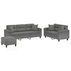 vidaXL Ensemble de canap&eacute;s 3 pcs coussins Gris fonc&eacute; Tissu microfibre