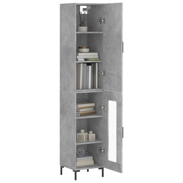 vidaXL Buffet haut Gris b&eacute;ton 34,5x34x180 cm Bois d'ing&eacute;nierie