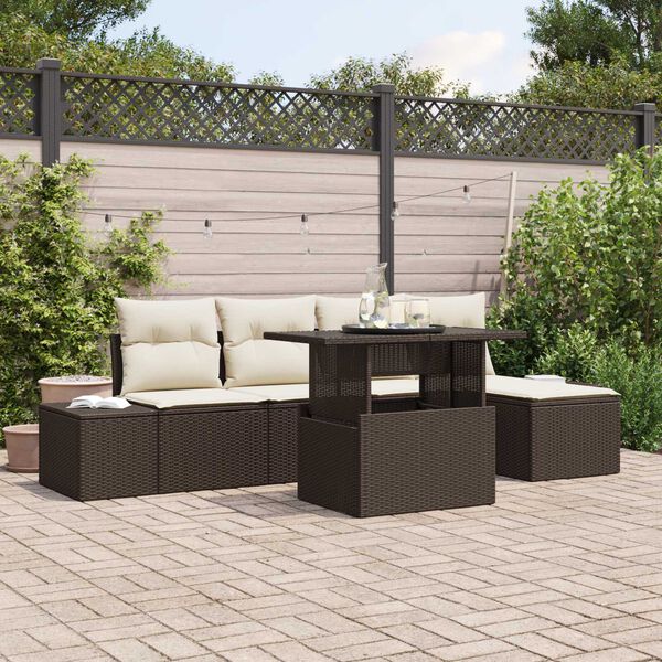 vidaXL Ensemble de canap&eacute; de jardin 6 pcs Marron Poly rotin
