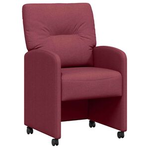 vidaXL Chaises de Salle &agrave; Manger avec Roues 2 pc tissu Bordeaux