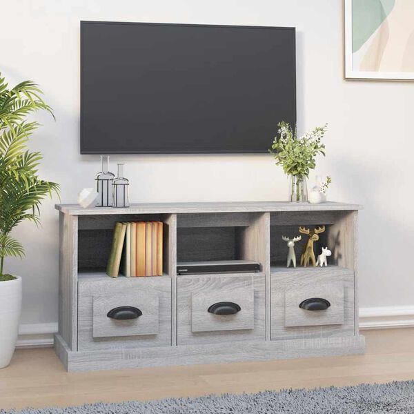 vidaXL Meuble TV sonoma gris 100x35x50 cm bois d'ing&eacute;nierie