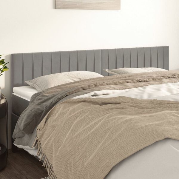 vidaXL T&ecirc;tes de lit 2 pcs Gris clair 90x5x78/88 cm Velours