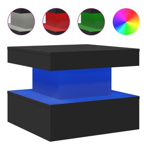 vidaXL Table basse avec lumi&egrave;res LED noir 50x50x40 cm