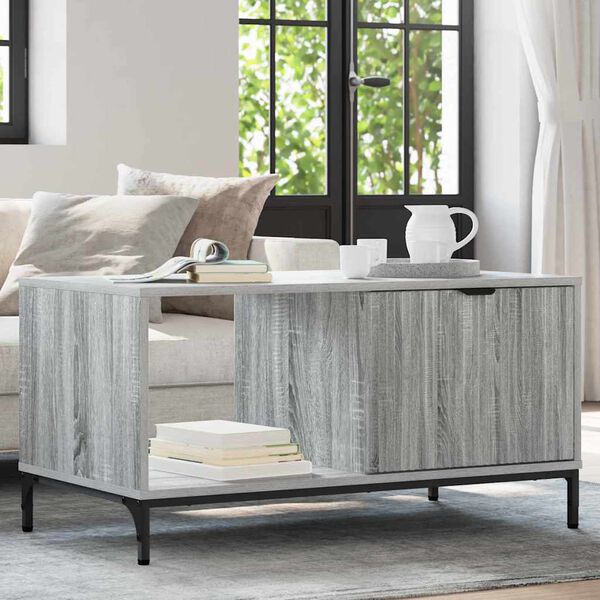 vidaXL Table basse Gris Sonoma 90 x 49 x 46 cm Bois d'ing&eacute;nierie