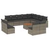 vidaXL Salon de jardin avec coussins 13 pcs gris r&eacute;sine tress&eacute;e