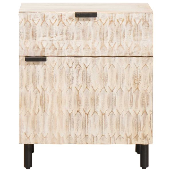 vidaXL Cabinet de chevet Blanc 50 x 33 x 60 cm Bois de mangue massif