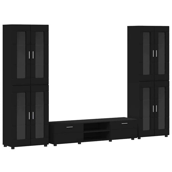 vidaXL Ensemble meuble TV avec tiroir FLORIN Noir Bois d'ing&eacute;nierie