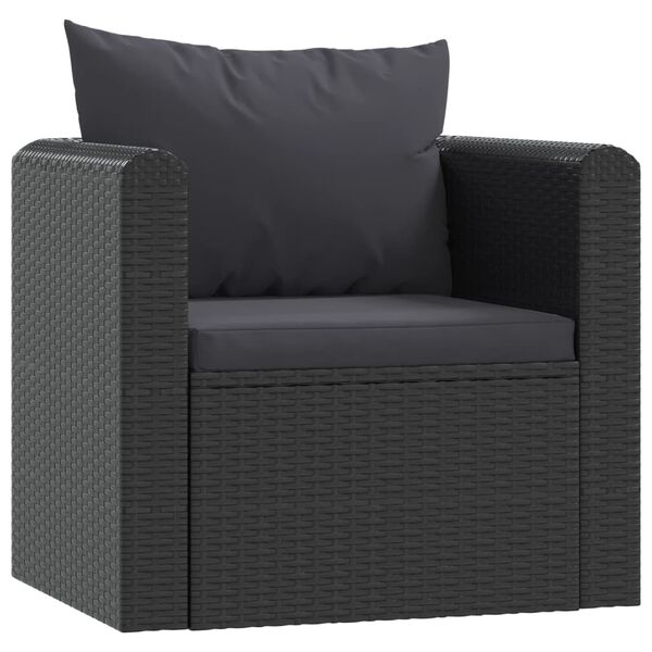 vidaXL Salon de jardin 7 pcs avec coussins R&eacute;sine tress&eacute;e Noir