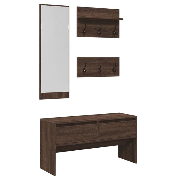 vidaXL Ensemble de meubles de couloir 4 pcs chêne marron
