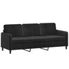vidaXL Canap&eacute; 3 places et oreillers et coussins Noir 180 cm Velours