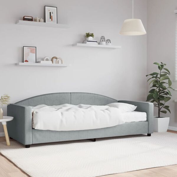 vidaXL Lit de jour avec matelas gris clair 90x200 cm tissu
