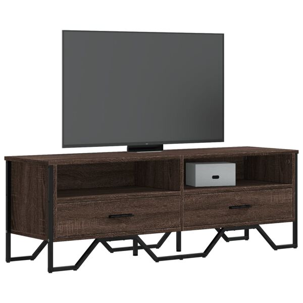 vidaXL Meuble TV ch&ecirc;ne marron 122x34x41 cm bois d'ing&eacute;nierie
