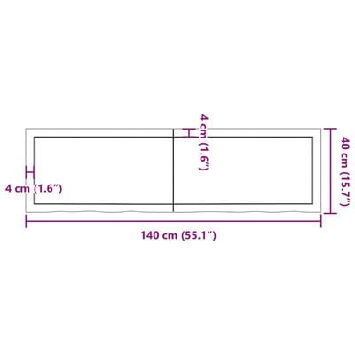 vidaXL Comptoir de salle de bain 140x40x(2-4)cm bois massif non traité