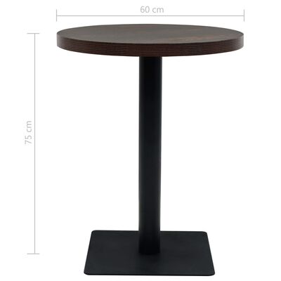 vidaXL Table de bistro MDF et acier Rond 60 x 75 cm Frêne foncé