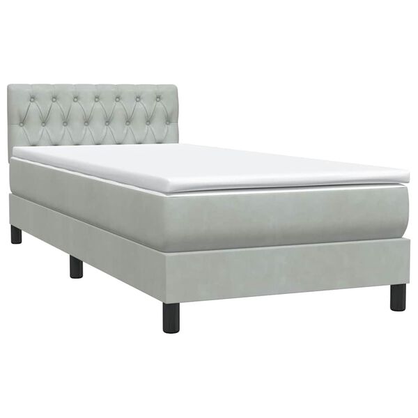 vidaXL Sommier &agrave; lattes de lit et matelas gris clair 90x210 cm velours