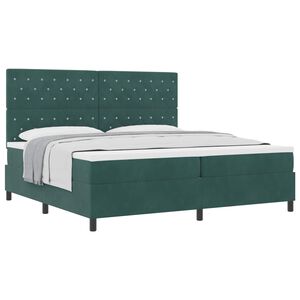 vidaXL Lit &agrave; ressorts avec matelas Vert fonc&eacute; 200 x 200 cm tissu