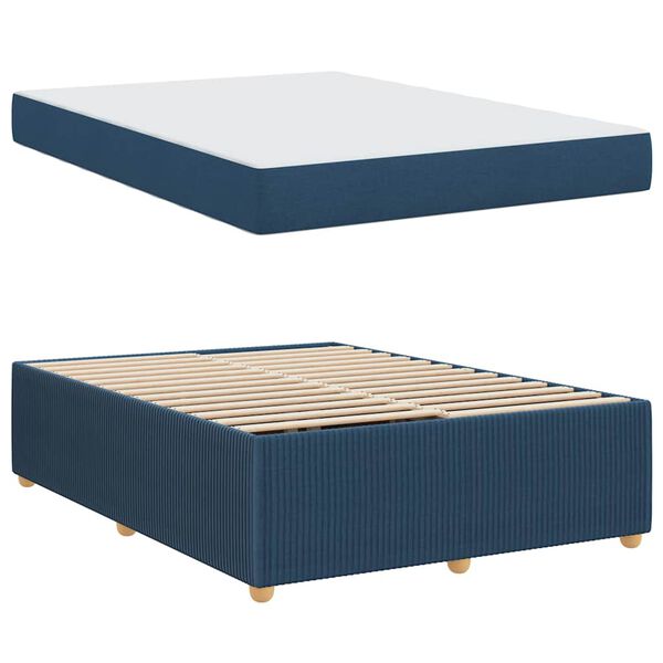 vidaXL Cadre de lit avec matelas Bleu 160 x 200 cm tissu