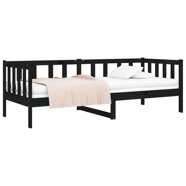 vidaXL Lit de jour sans matelas noir 80x200 cm bois de pin massif