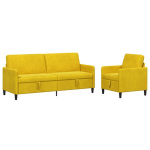 vidaXL Canap&eacute; avec rangement 2 pc Jaune Polyester