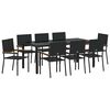 vidaXL Ensemble de salle &agrave; manger pour jardin 9 pcs Noir polyrotin