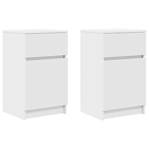 vidaXL Tables de chevet 2 pcs blanc 39x35x65 cm bois d&rsquo;ing&eacute;nierie