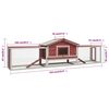 vidaXL Clapier Rouge 310x70x87 cm Pin massif et sapin