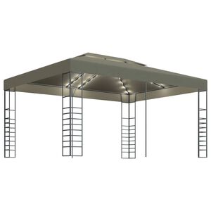 vidaXL Tonnelle avec guirlande lumineuse &agrave; LED 3x4 m Taupe