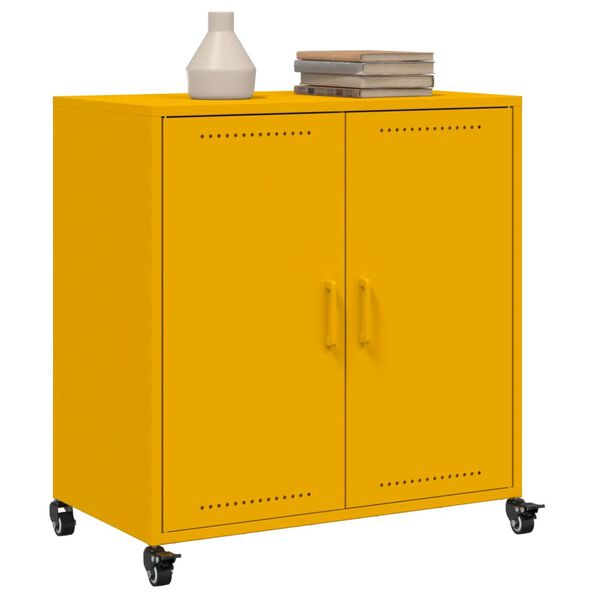 vidaXL Buffet jaune moutarde 68x39x72 cm acier